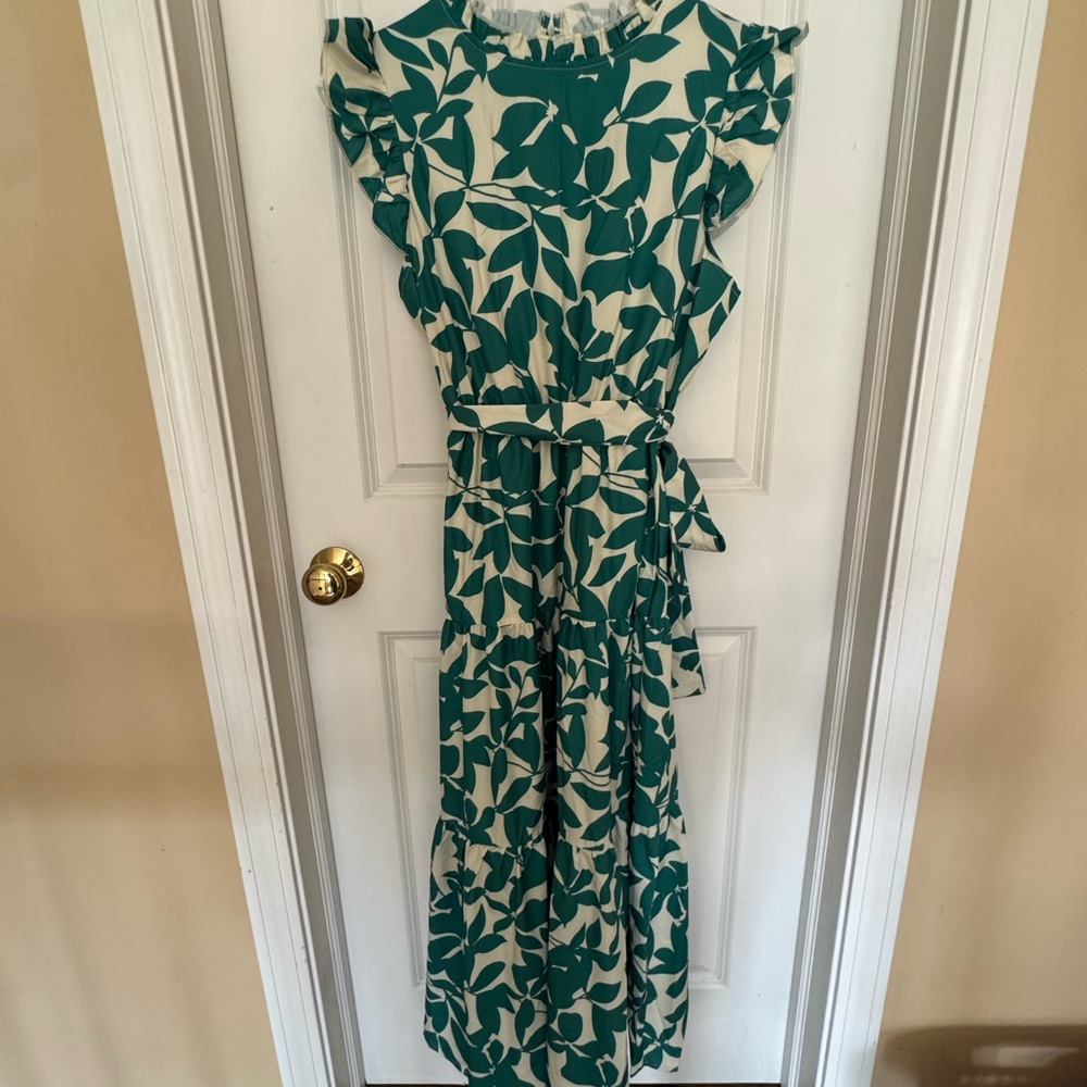 Floral Green and White Women's Dress